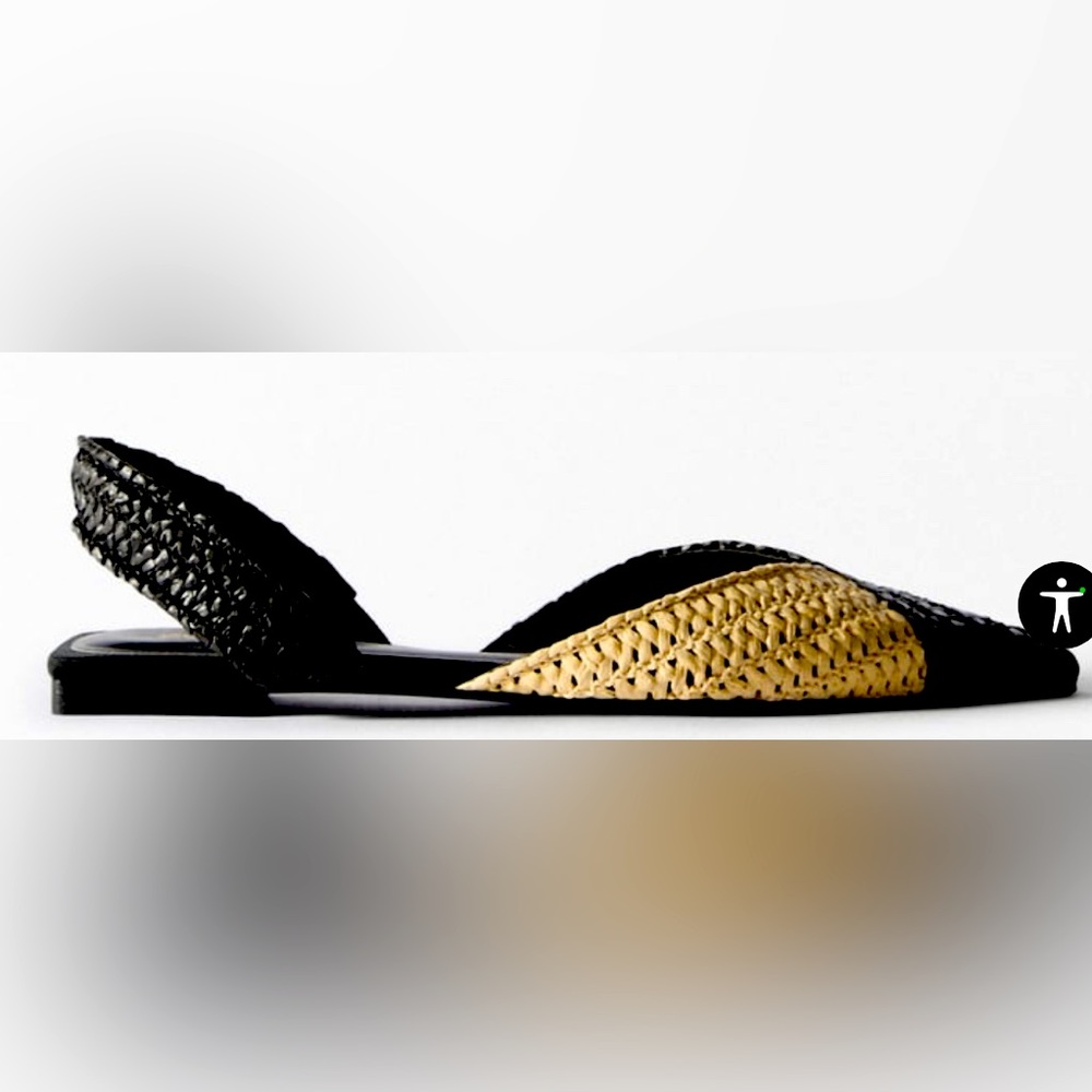 WOVEN RAFFIA SLINGBACK FLATS